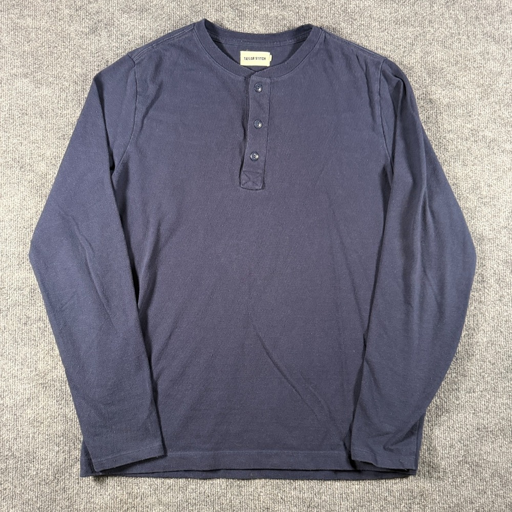 Taylor Stitch Henley Shirt Men's 40 Medium Blue Heavy Bag Cotton Blend